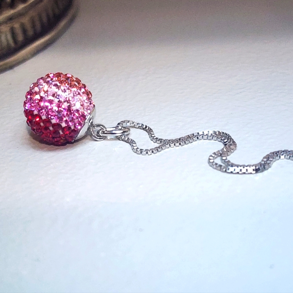 Cherry Explosion 12mm Pendant Crystal Ball Necklace with 20" Adjustable Chain